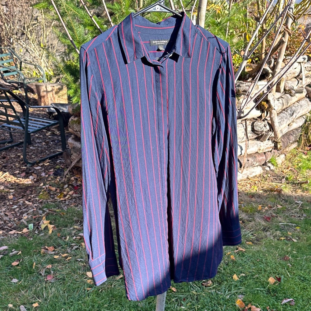 Banana Republic Navy and Red Striped Tunic Shirt
